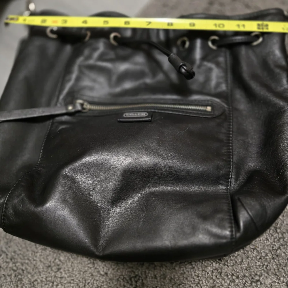 Coach Black Leather Drawstring Shoulder Bag - Picture 5 of 8